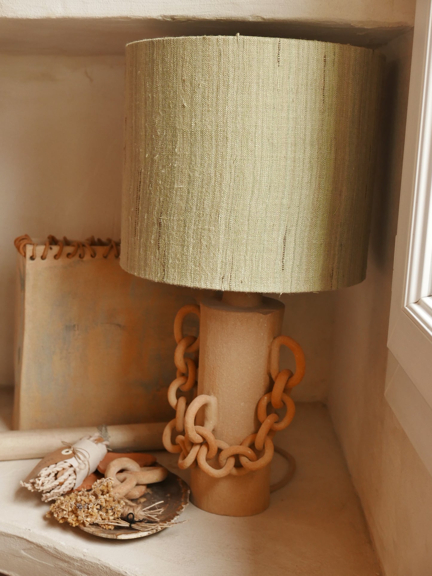 Lampe Roca (tissu lamé vert)