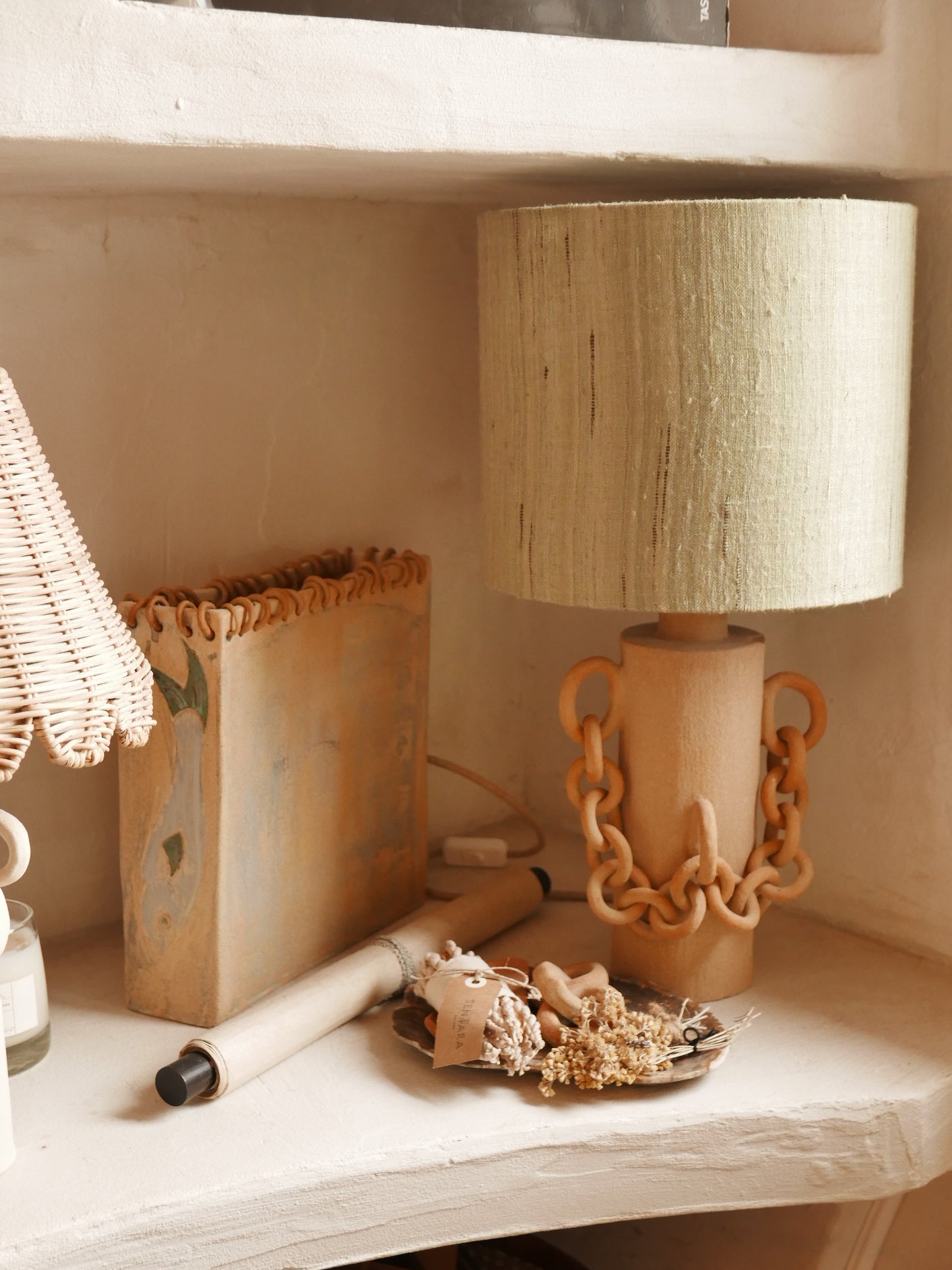 Lampe Roca (tissu lamé vert)