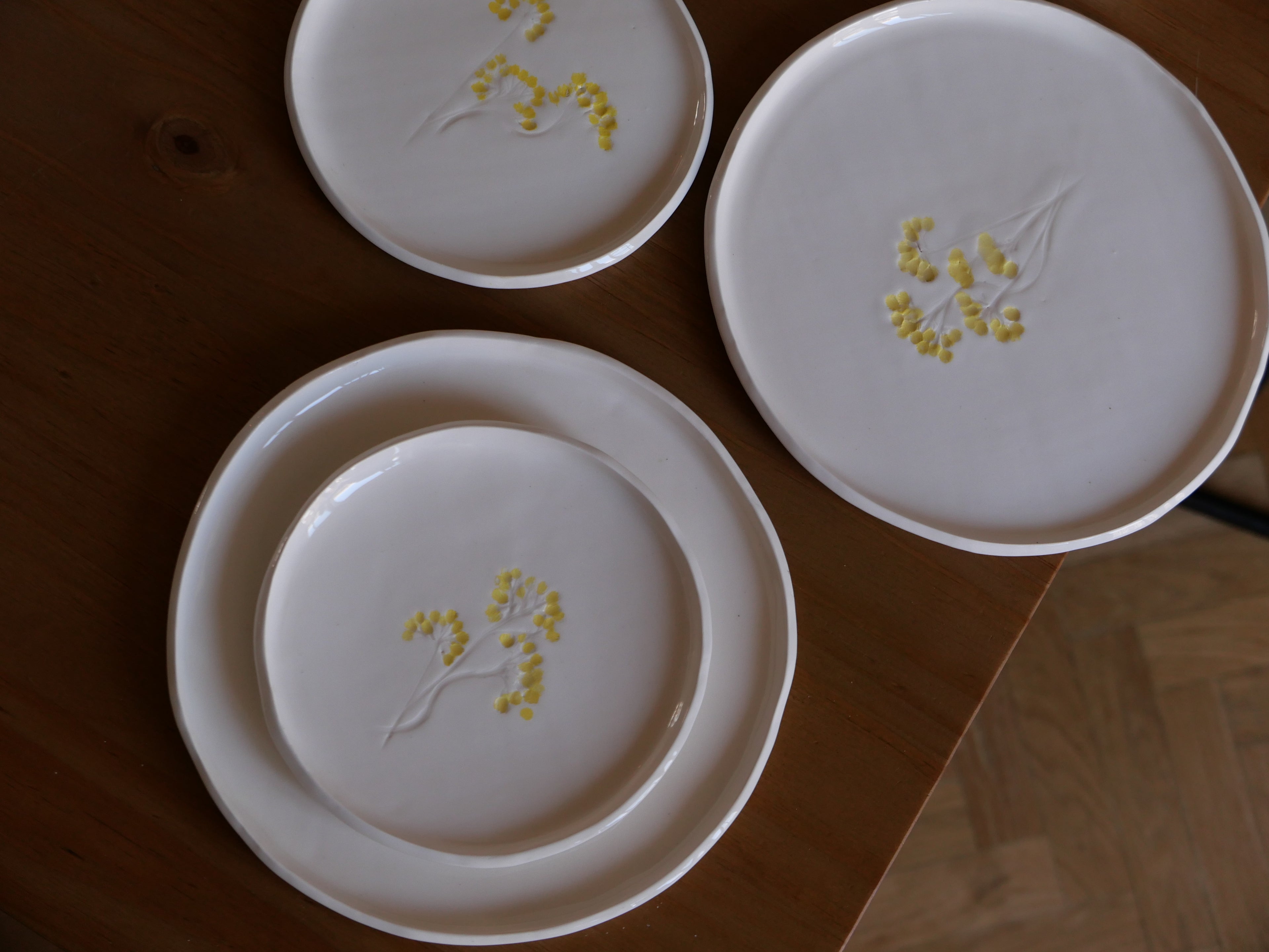 Grandes assiettes à impression végétale - sur commande