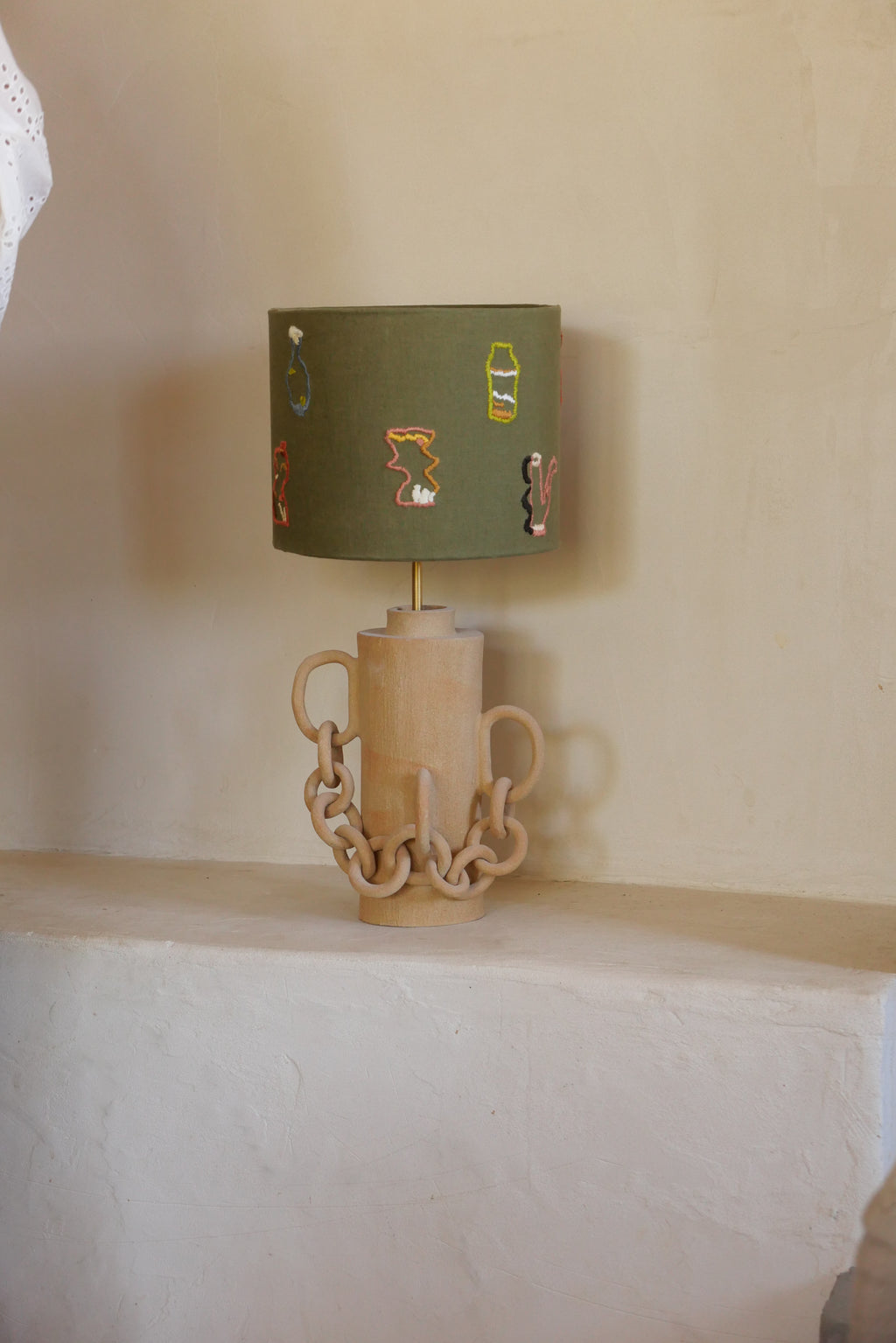 Lampe broderie Poteries