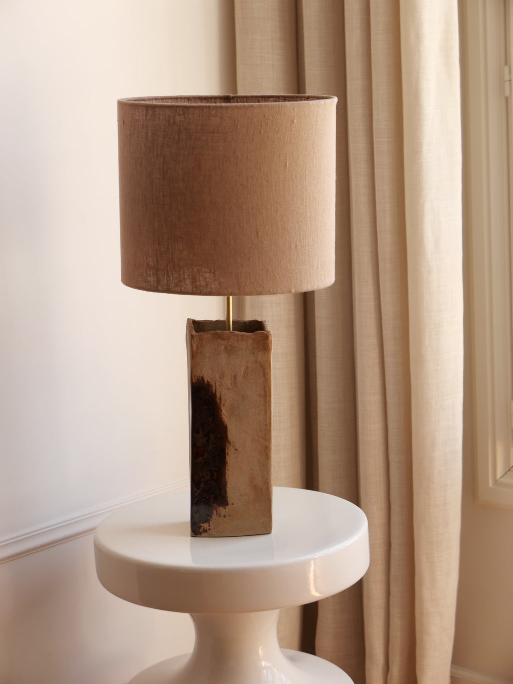 Lampe écume (emaillé marron)