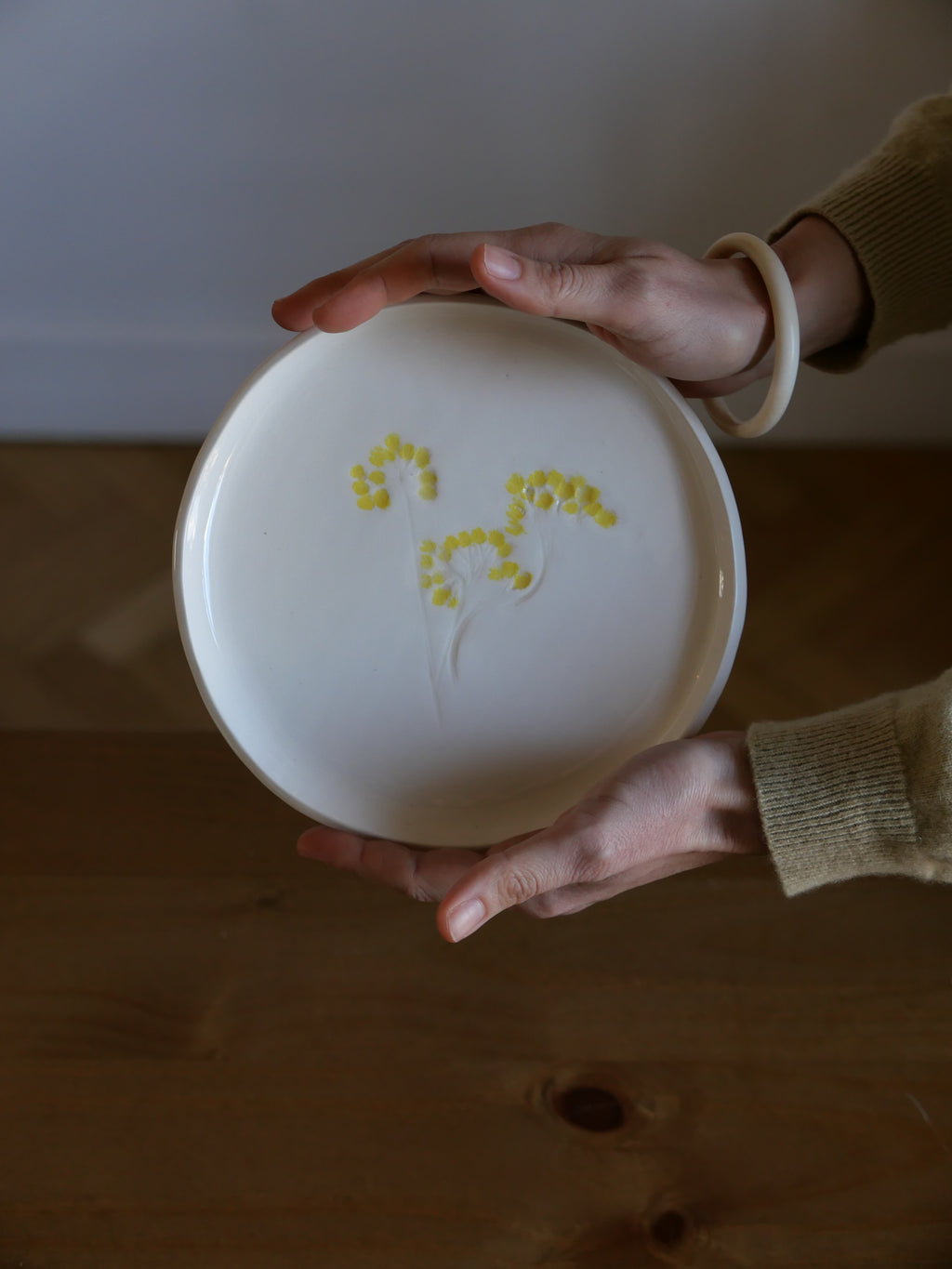 Assiettes à dessert impression végétale, sur commande