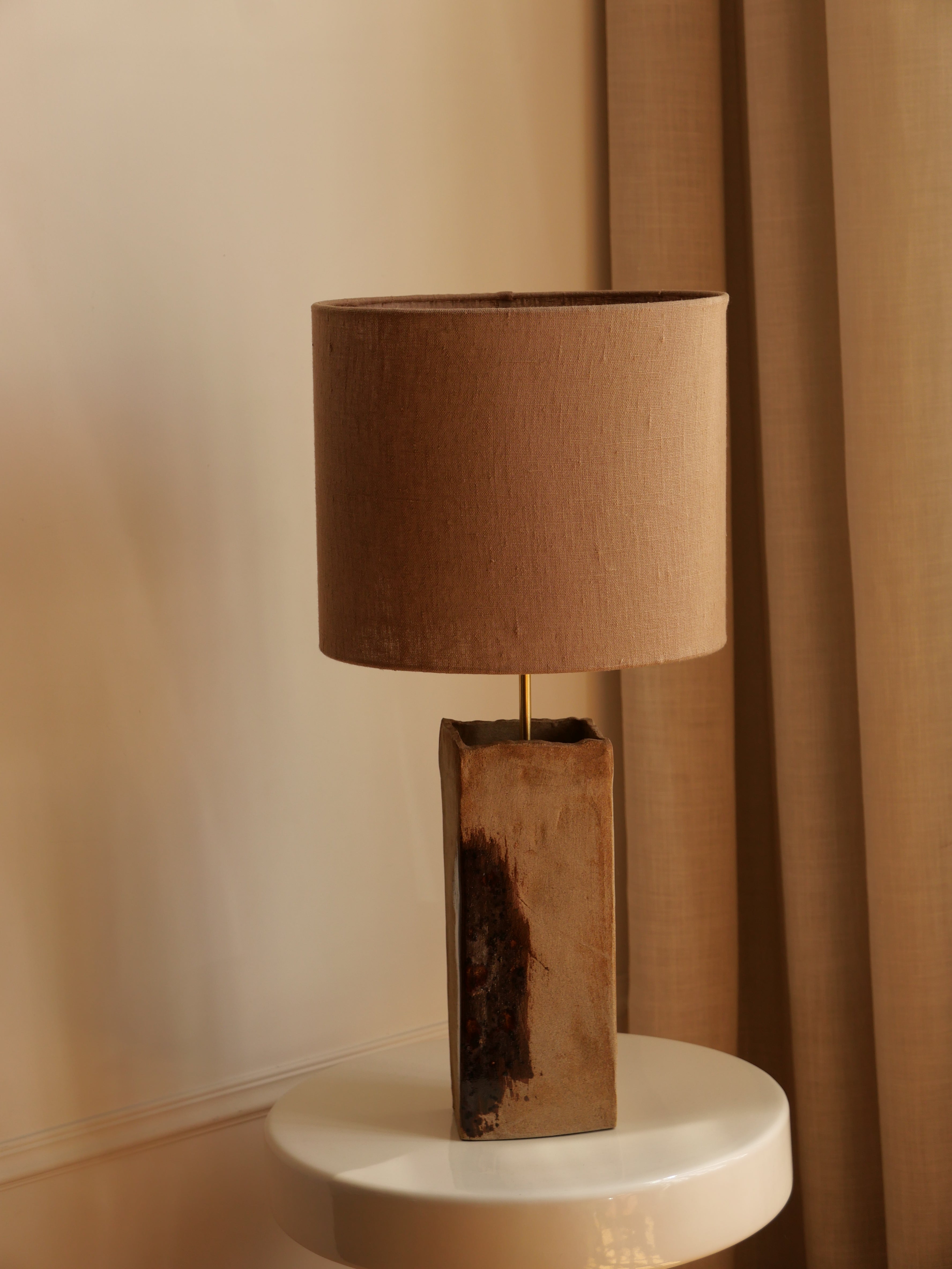 Lampe écume (emaillé marron)