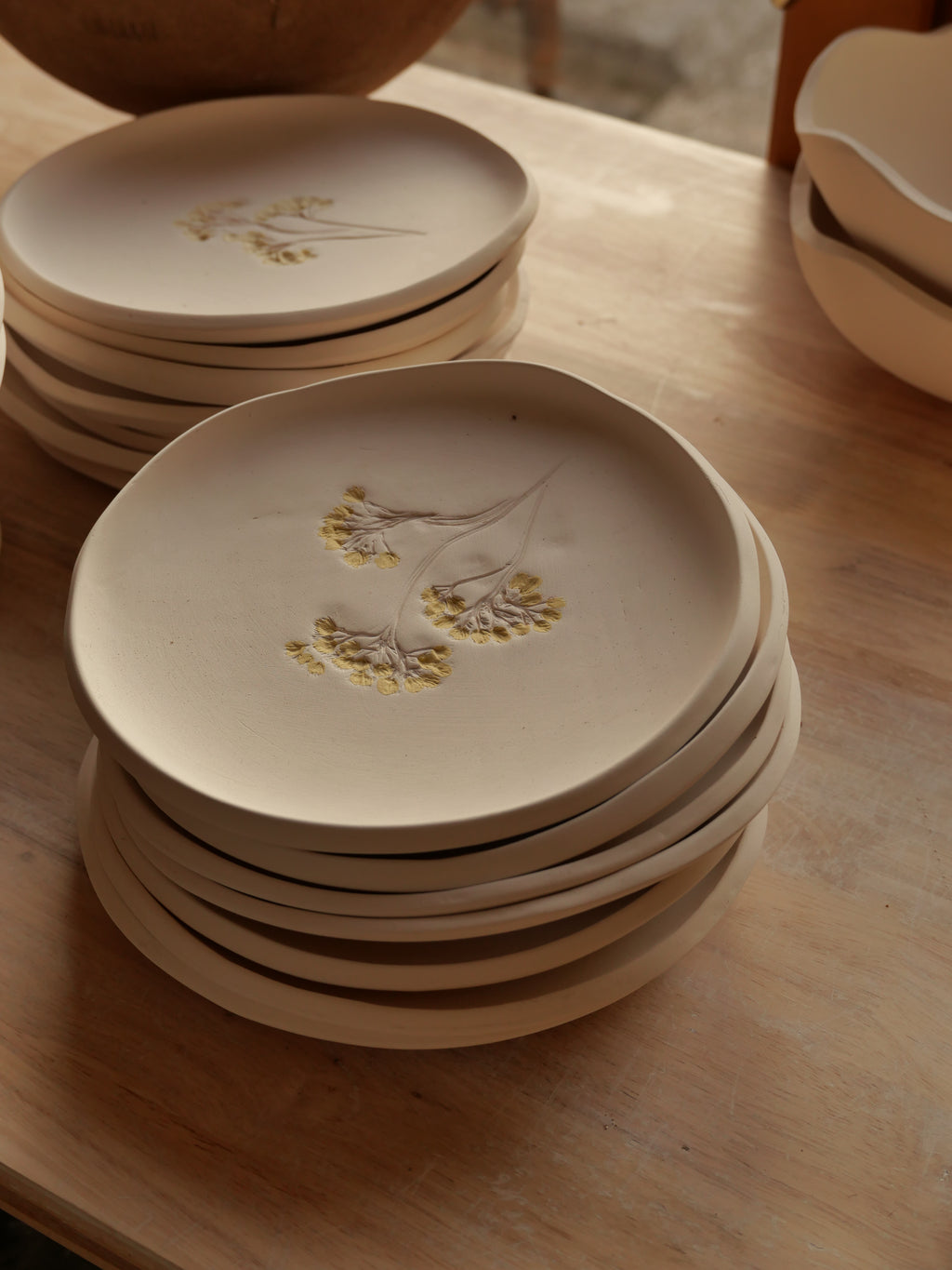 Assiettes à dessert impression végétale, sur commande