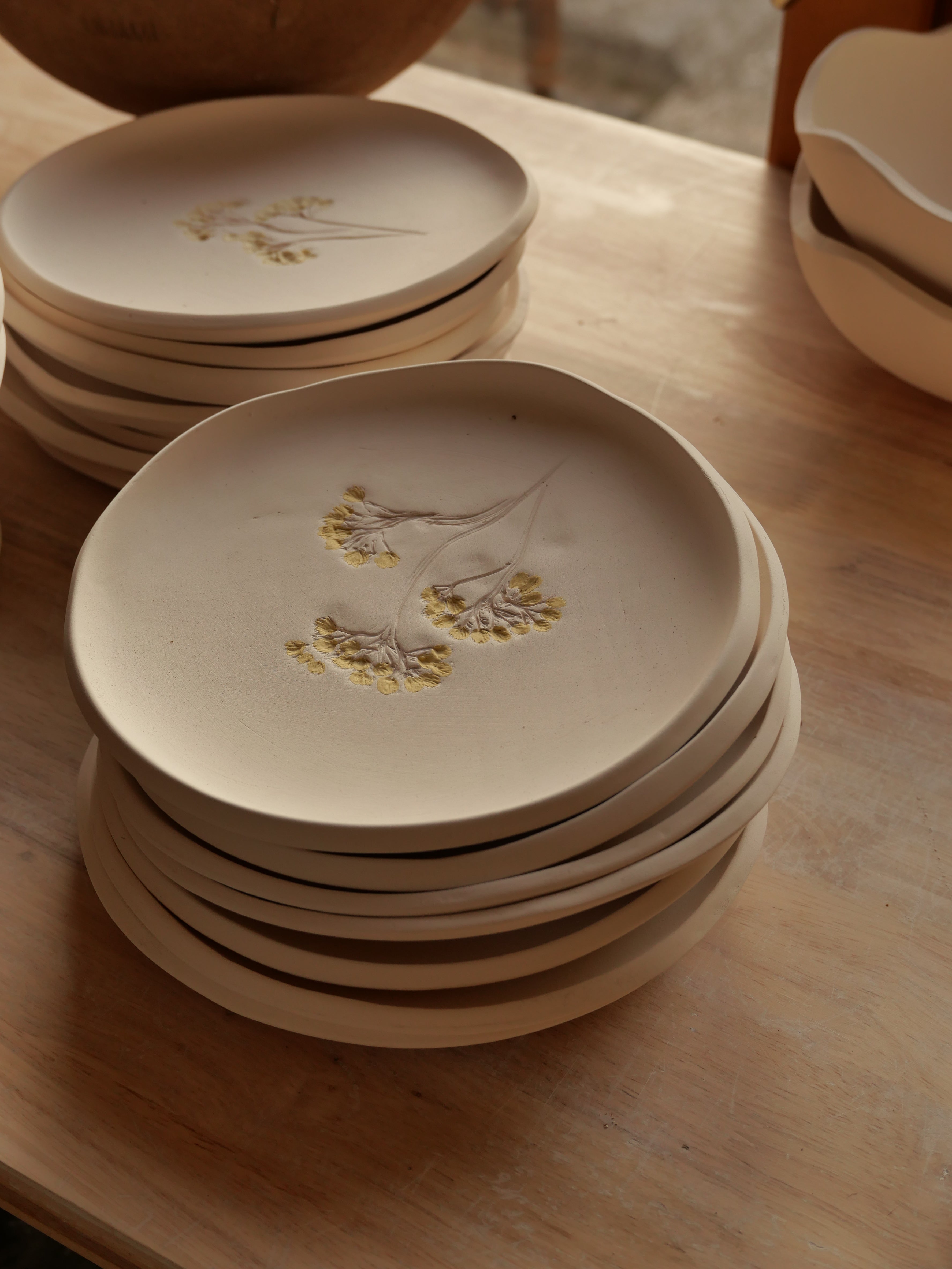 Assiettes à dessert impression végétale, sur commande