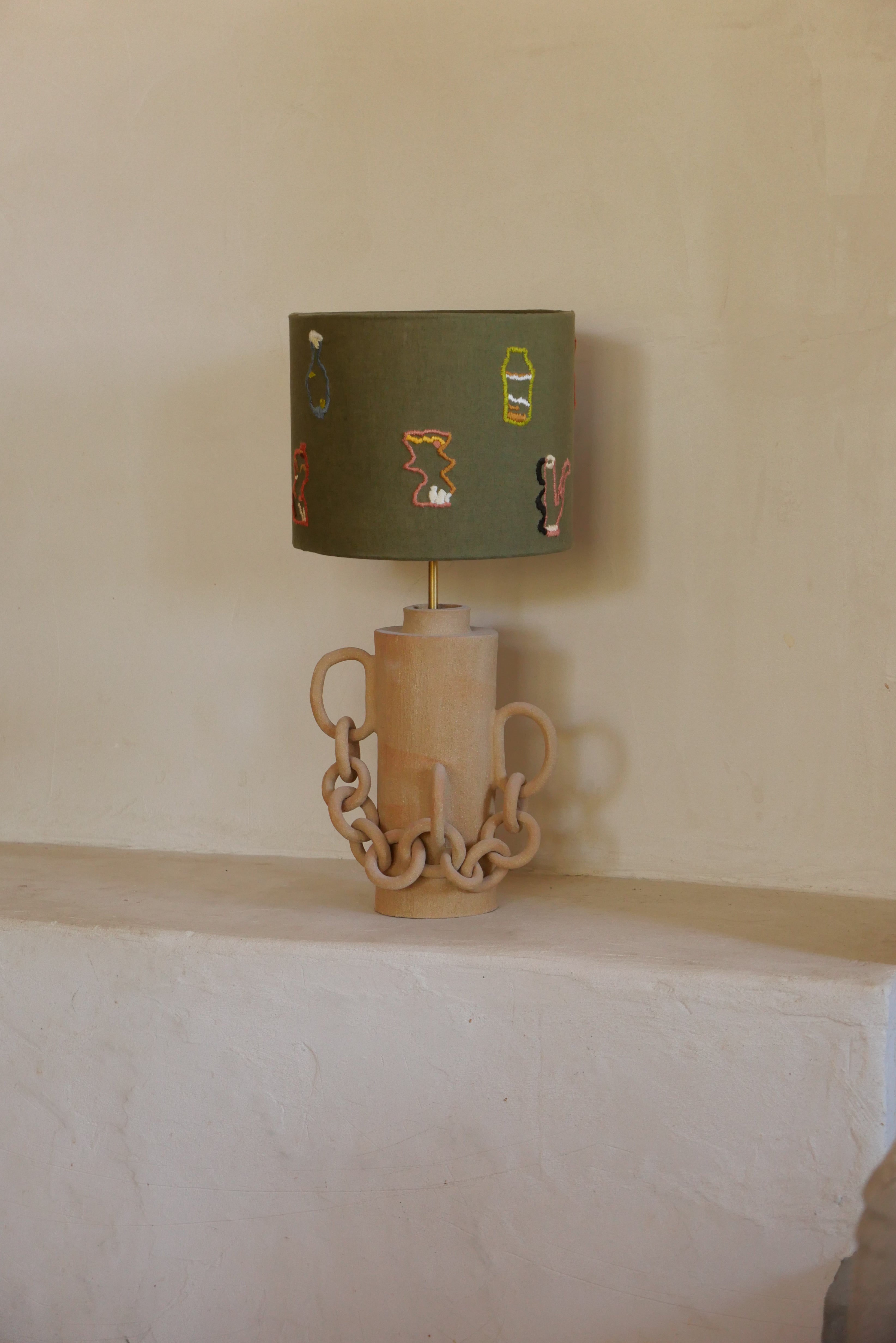 Lampe broderie Poteries
