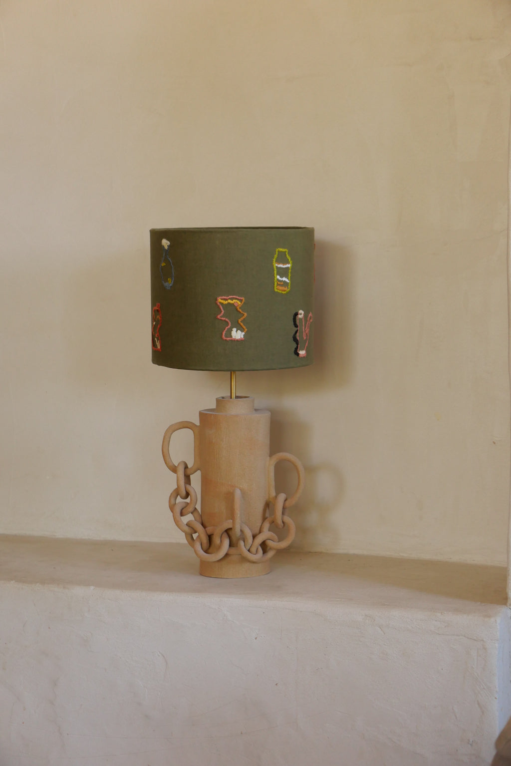 Lampe broderie Poteries