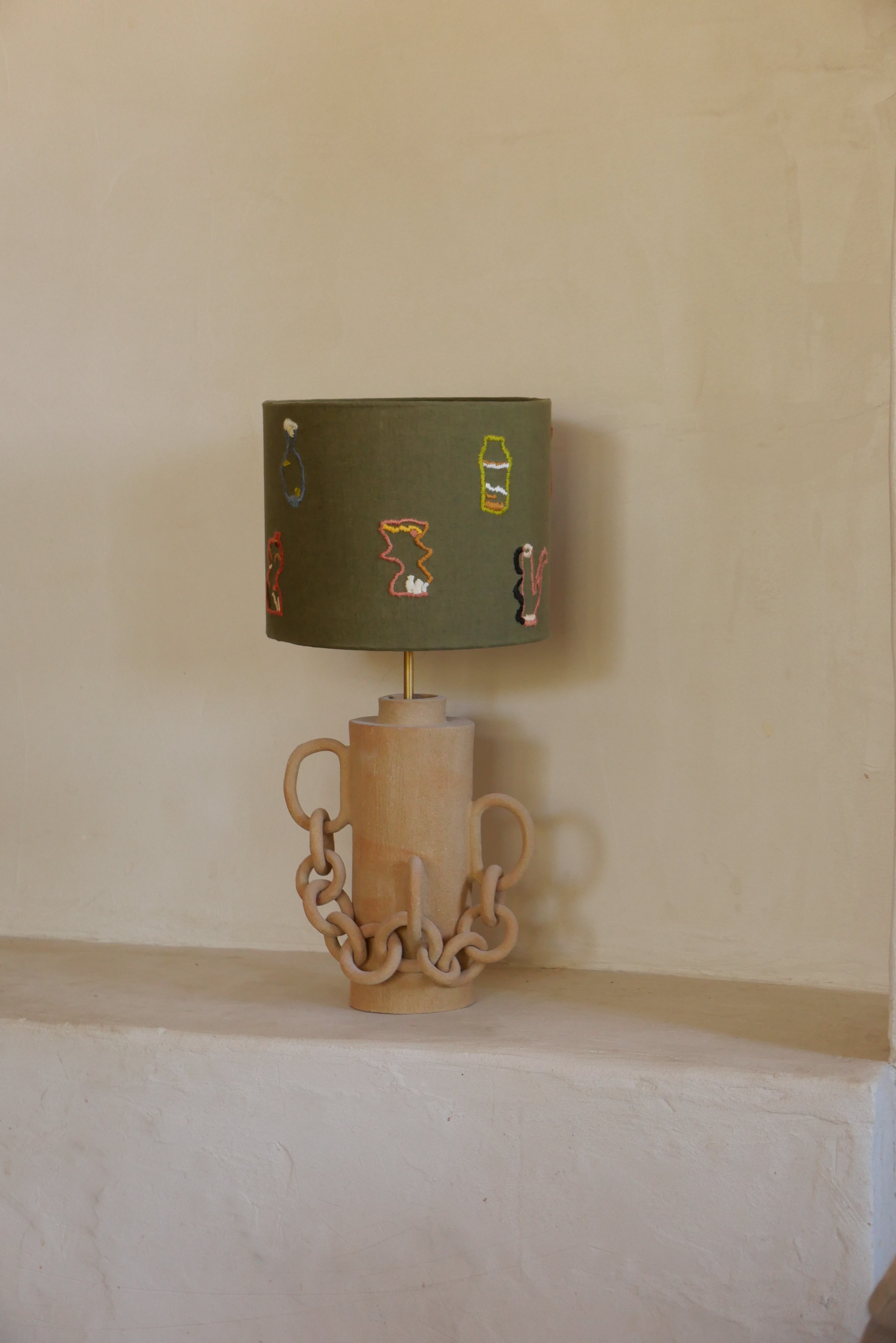 Lampe broderie Poteries