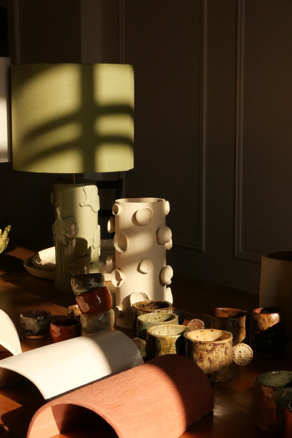 Lampe Gingko - faience verte