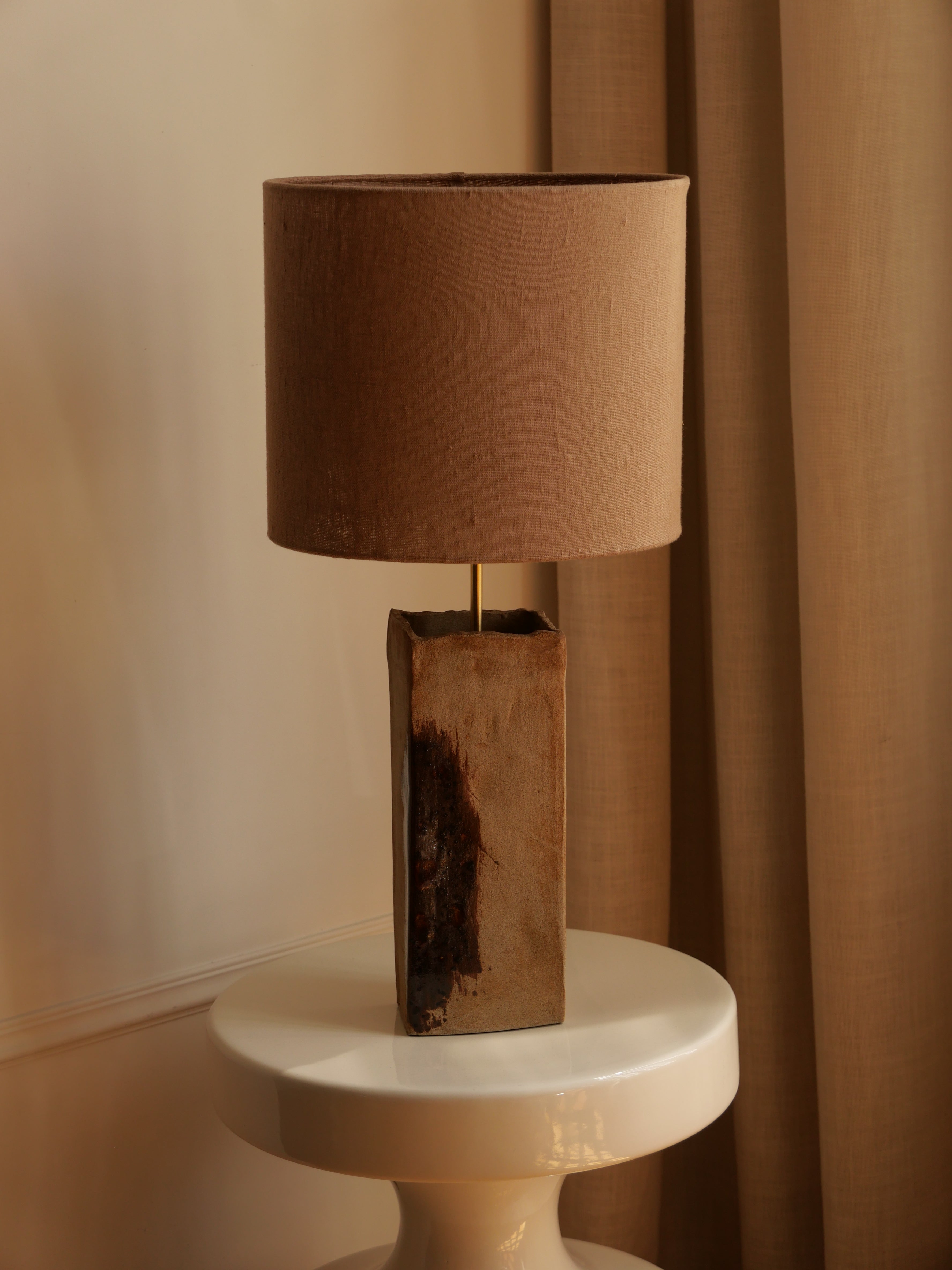 Lampe écume (emaillé marron)