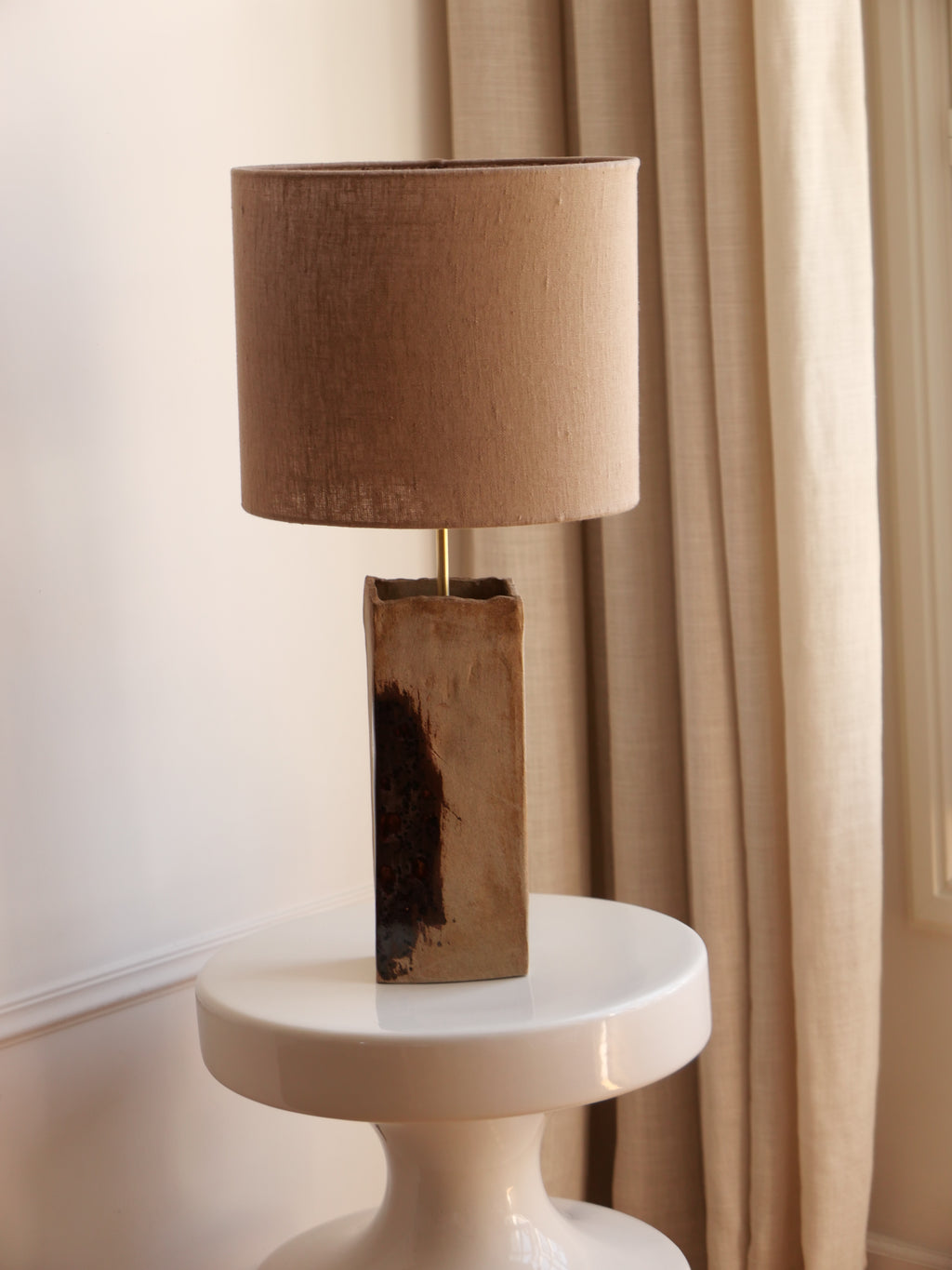 Lampe écume (emaillé marron)