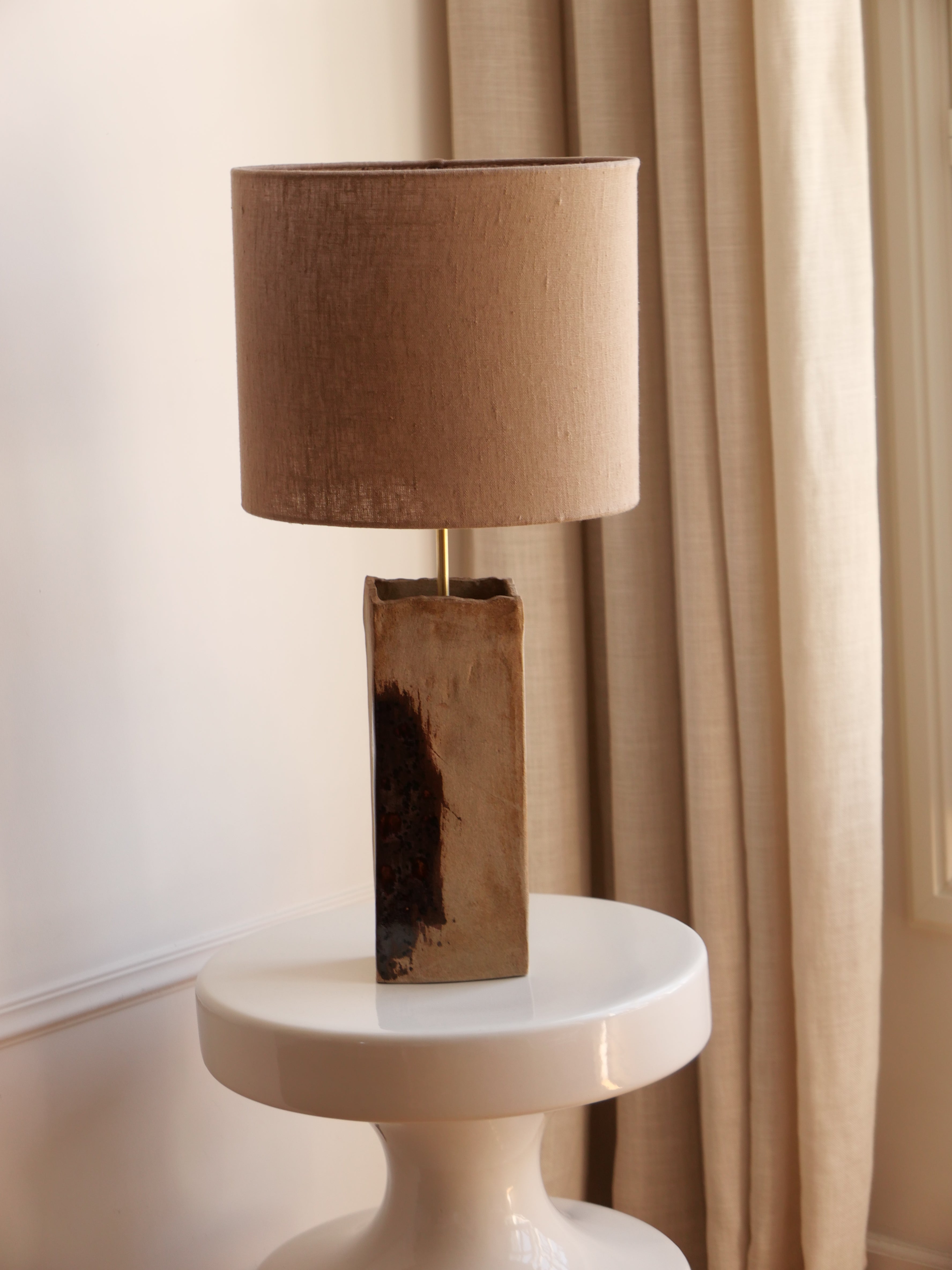 Lampe écume (emaillé marron)