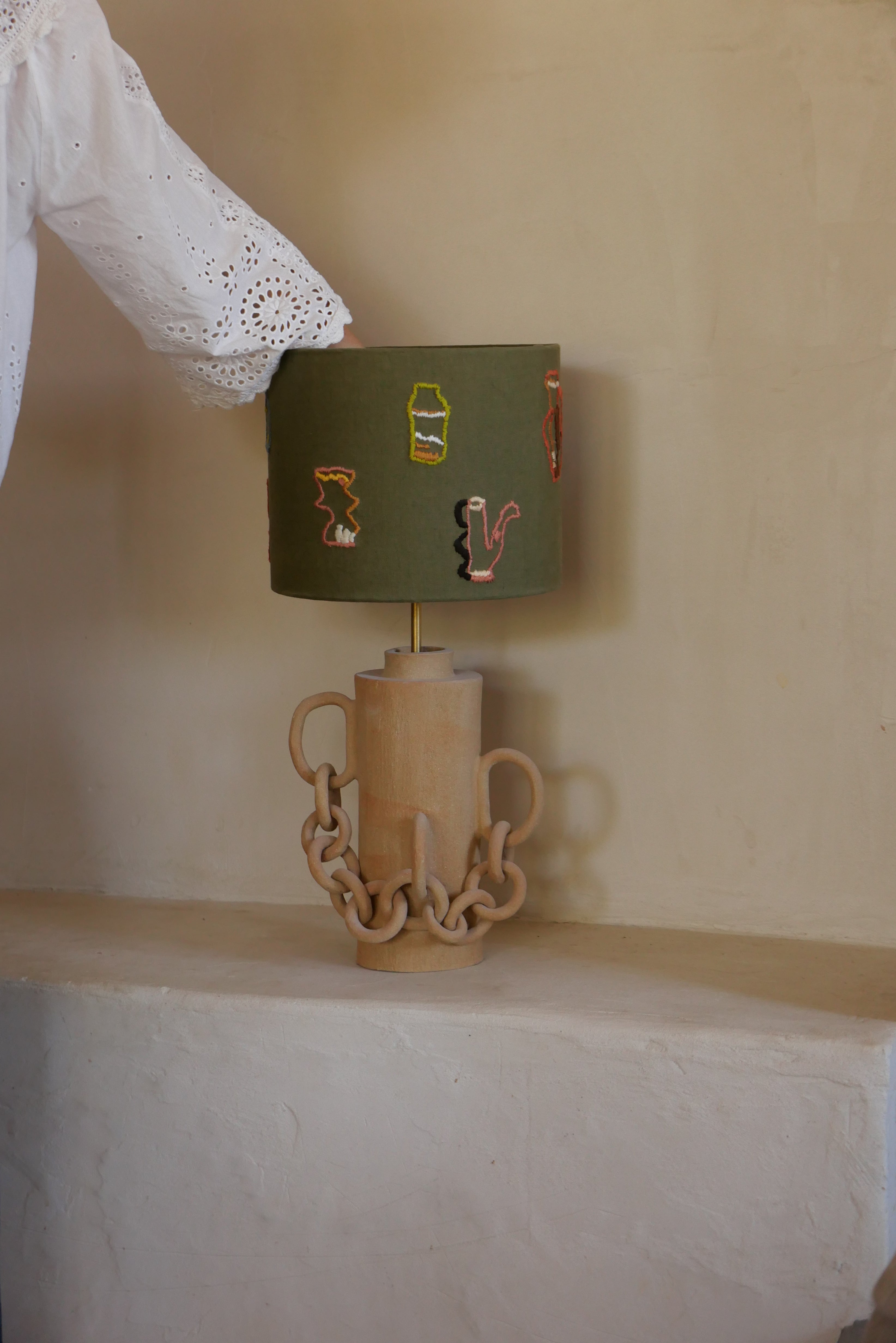 Lampe broderie Poteries