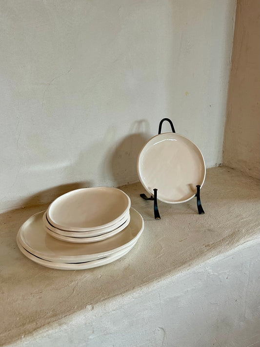 Assiette à dessert - faience beige - lot de 2